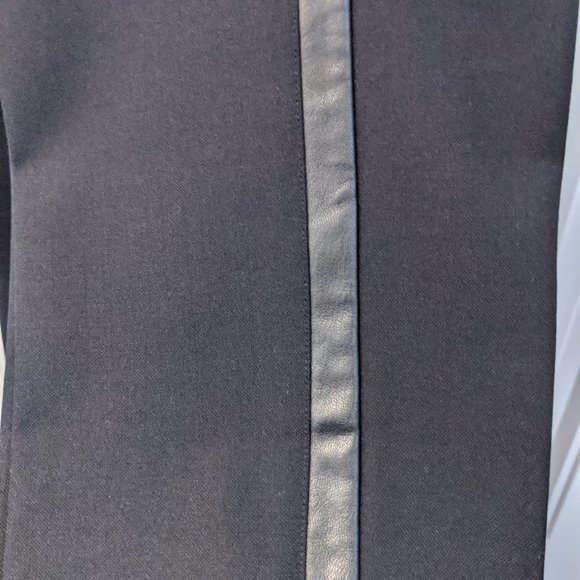 Vince Leather Trimmed Tuxedo Strip Wool Trousers 6 - Picture 3 of 7